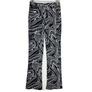 Zara Black and White Swirl Print Flare Pants Size S